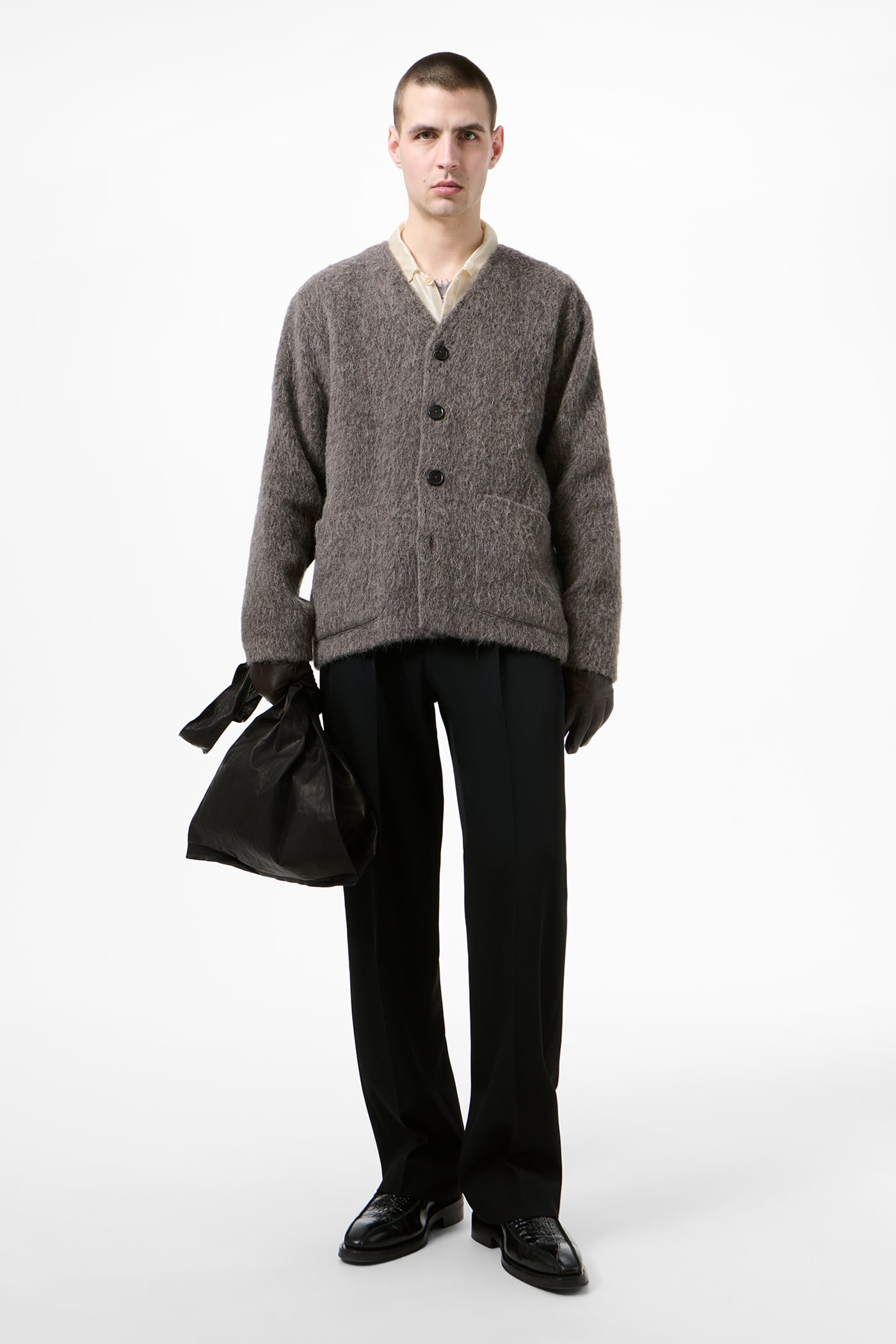 トップス OUR LEGACY CARDIGAN Mole Grey Hairy Wool Our Legacy - Cardigan Mole Grey Hairy Wool