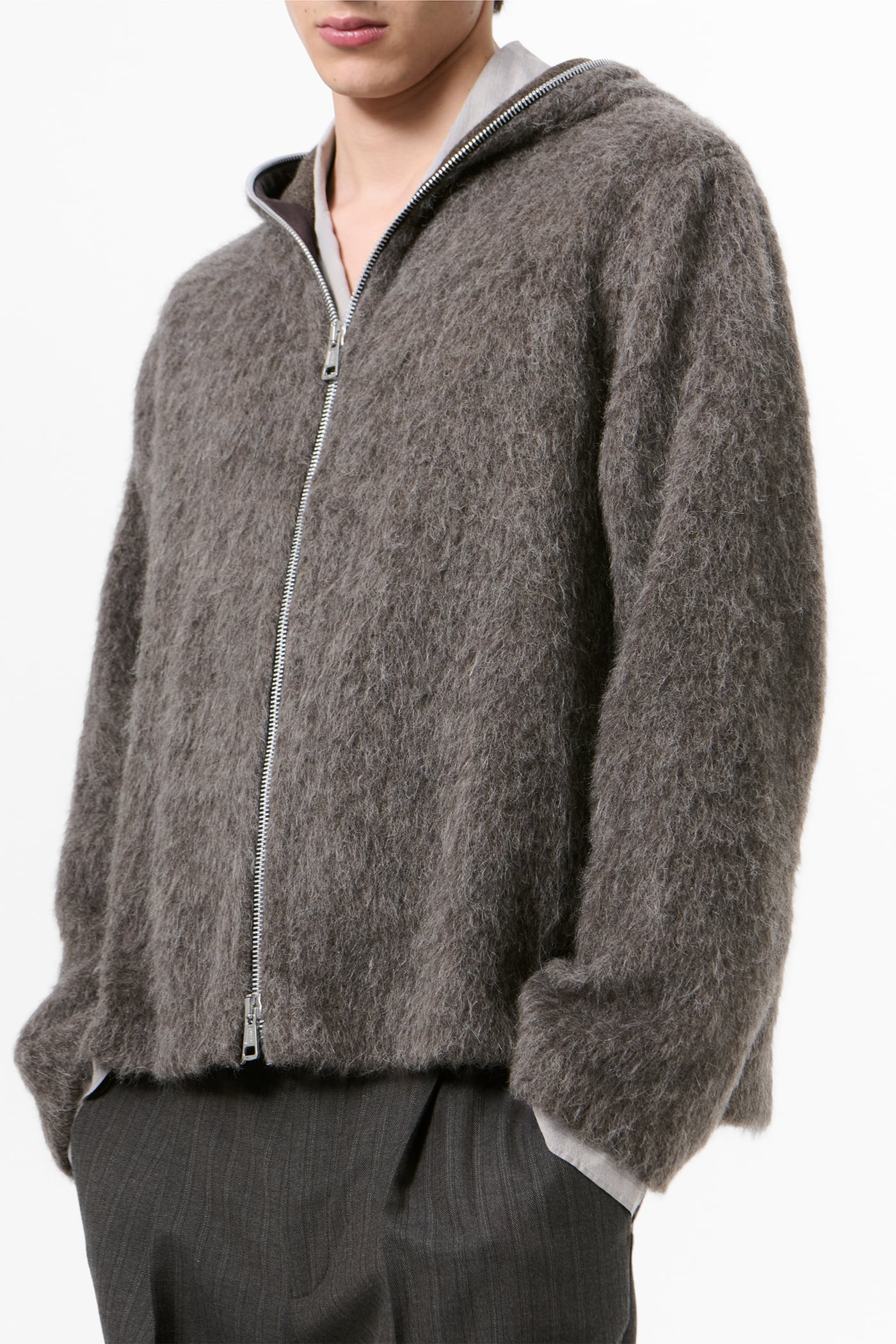 Our Legacy - Full Zip Hood Mole Grey Hairy Wool