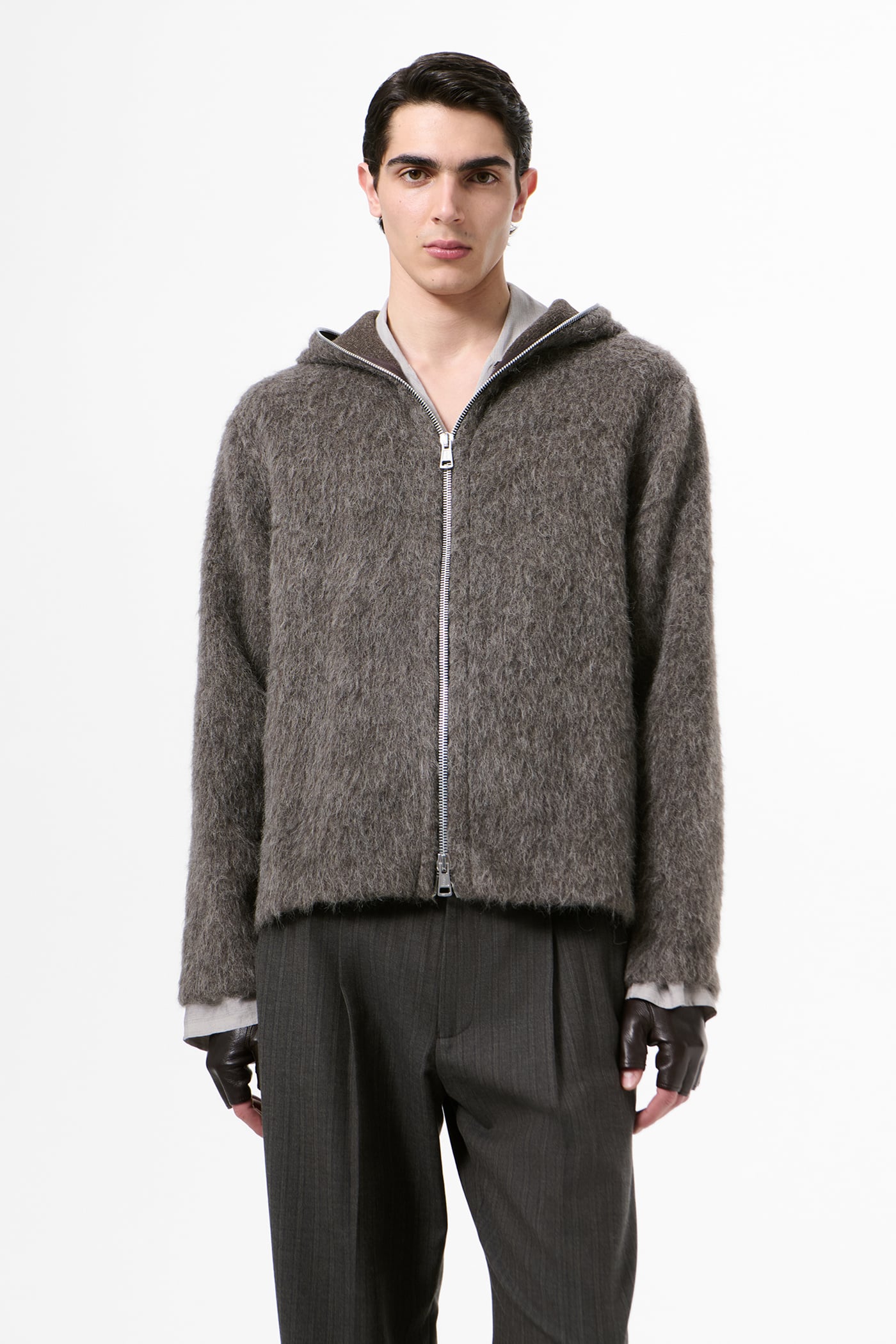 Our Legacy - Full Zip Hood Mole Grey Hairy Wool