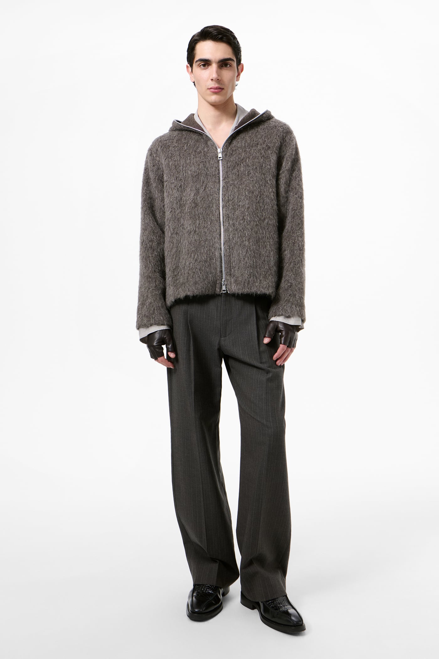 Our Legacy - Full Zip Hood Mole Grey Hairy Wool