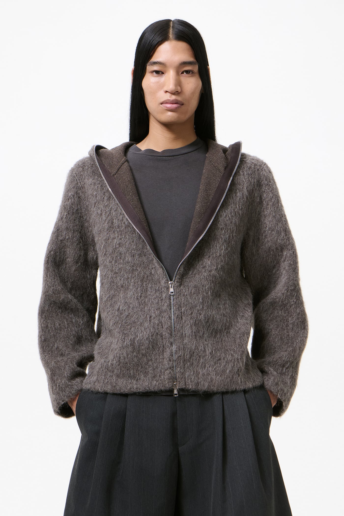 サ*ン様 OUR LEGACY FULLZIP HOOD MOLE GREY M Our Legacy - Full Zip Hood Mole Grey Hairy Wool
