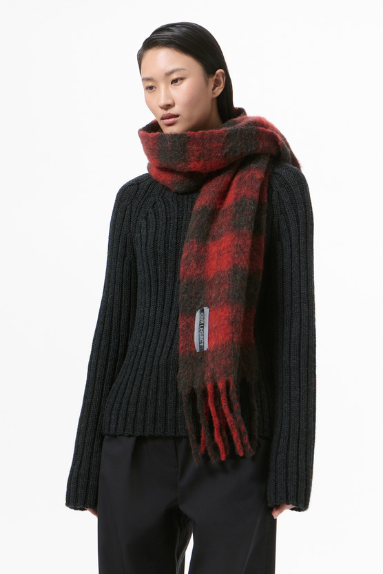 Our Legacy - Estate Scarf Burnt Red Plaid Fuzzy Alpaca