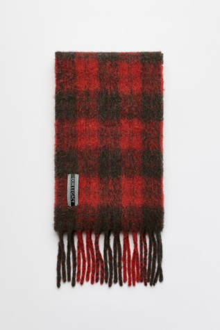 Our Legacy - Estate Scarf Burnt Red Plaid Fuzzy Alpaca