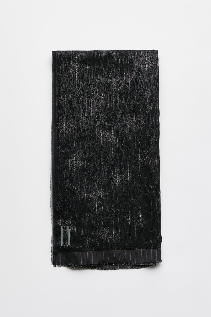 Ornate Scarf Black Alluring Cotton Jaquard