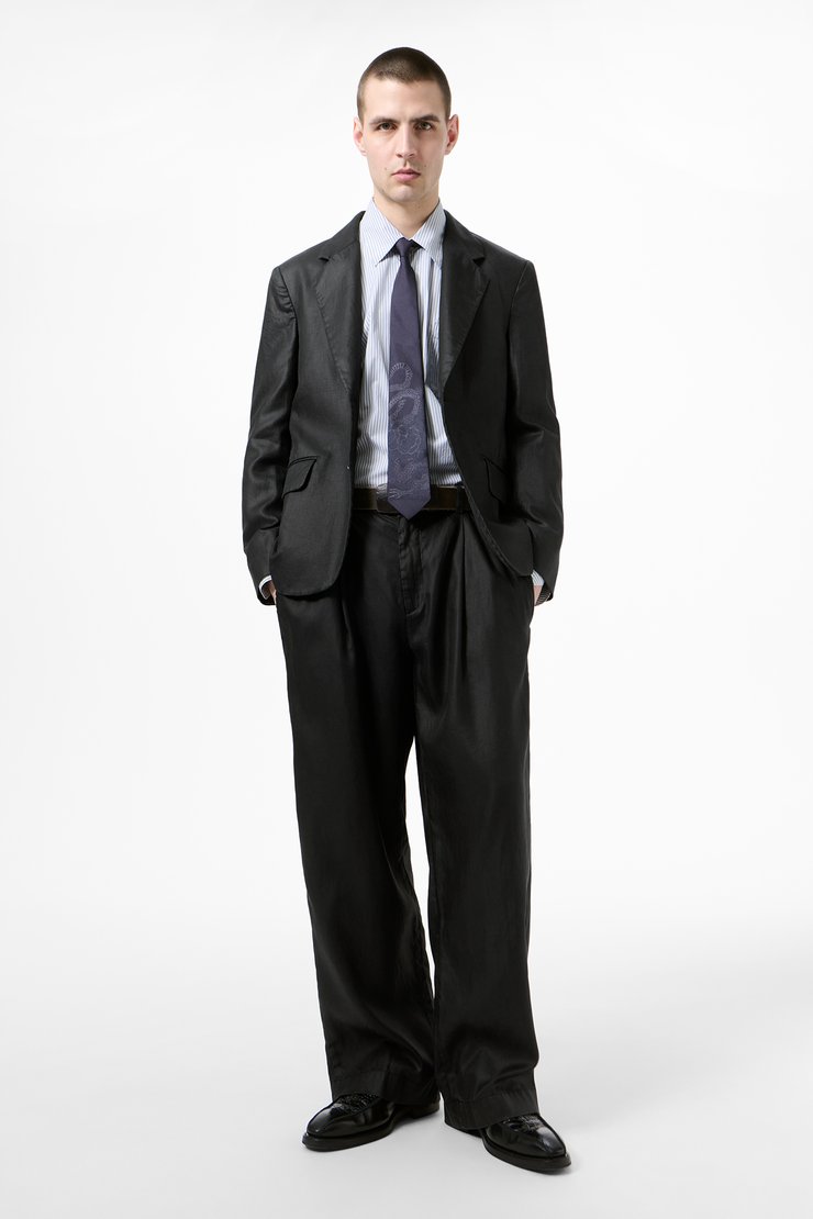 Classic Blazer Lacquer Black Mirror Tencel