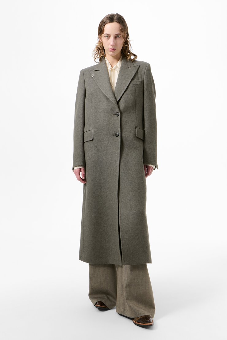 Manta Coat Night Pine Fishbone Bound Wool