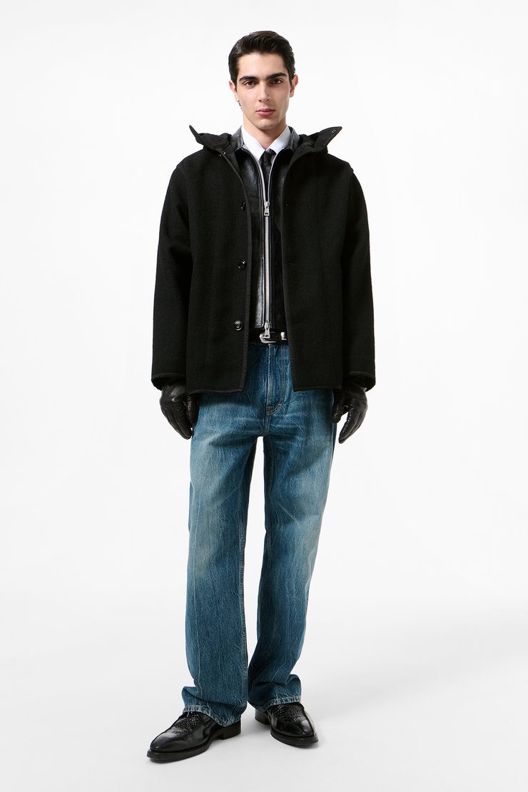 Liner Jacket Black Stamped Wool
