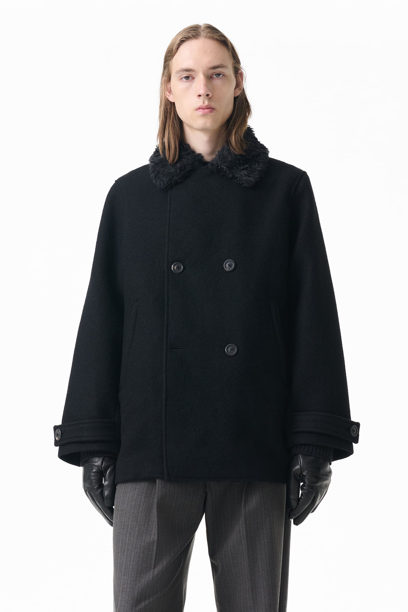 OUR LEGACY Peacoat ピーコート サイズ44 Our Legacy - Wage Peacoat Black Stamped Wool