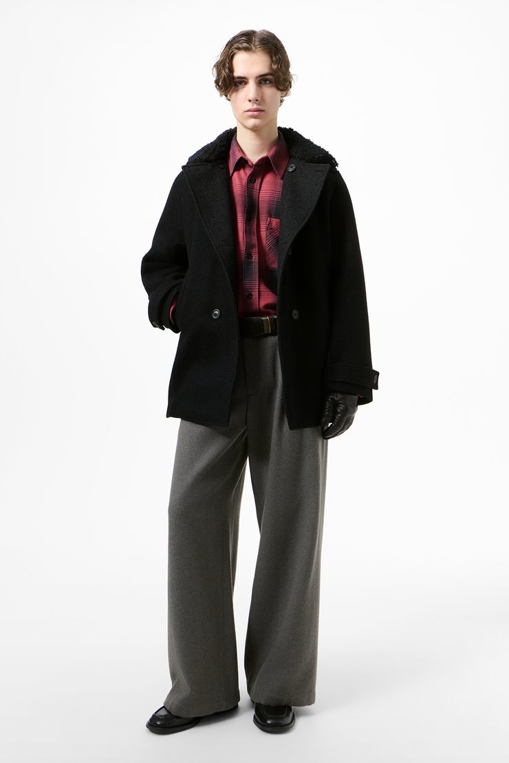Wage Peacoat Black Stamped Wool
