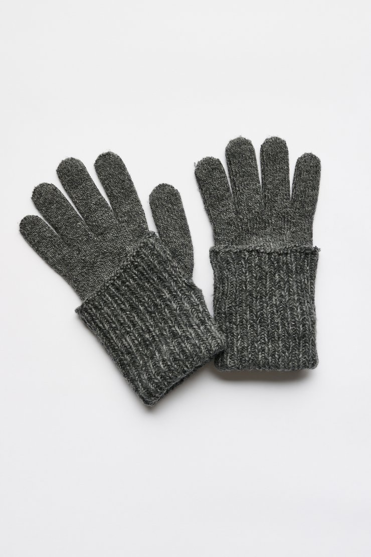 Fold Gloves Slub Twisted Ash Grey Wool