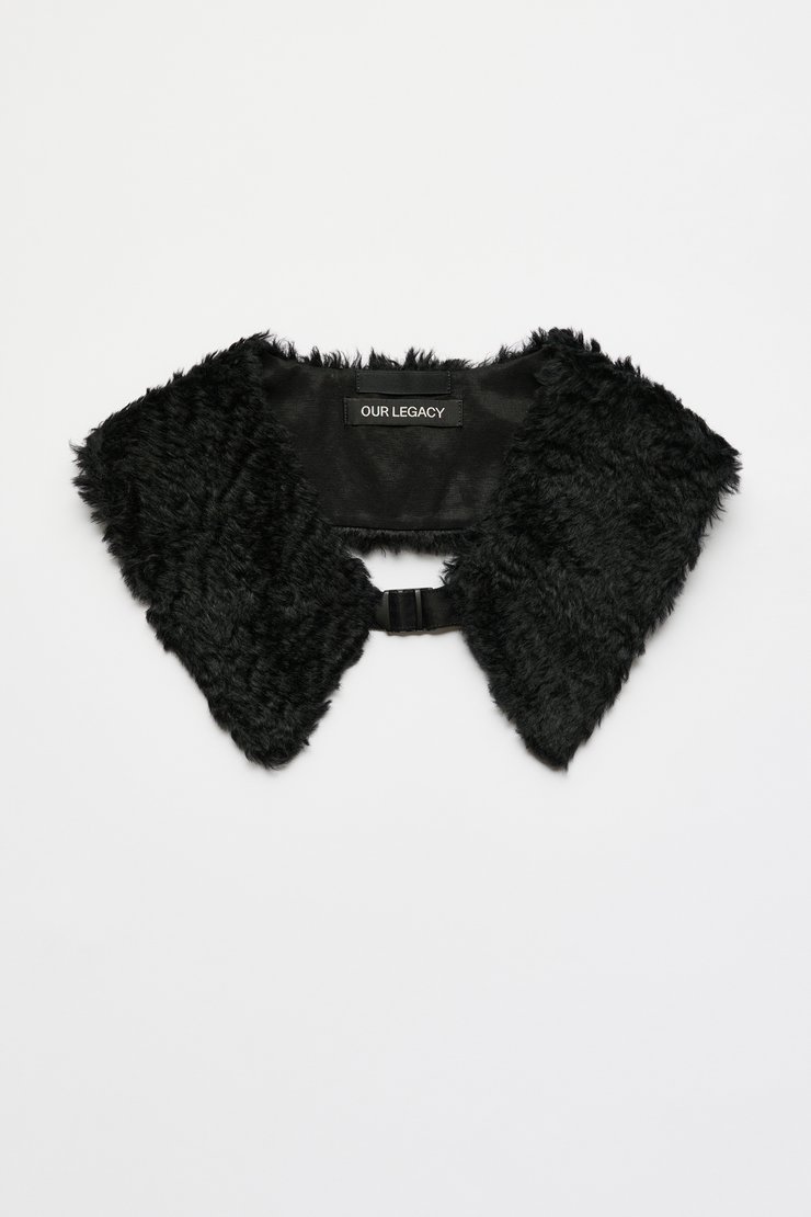 Jagged Collar Fuzzy Fur Black
