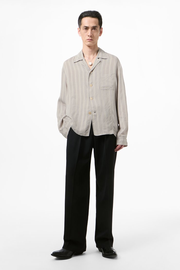 Private Shirt Quiet Greige Stripe Mist Weave