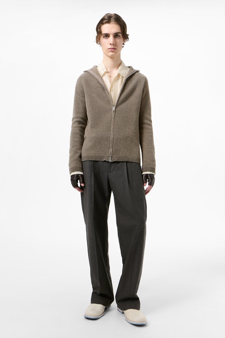 Line Zip Cardigan Mud Spray Dye Cherub Wool