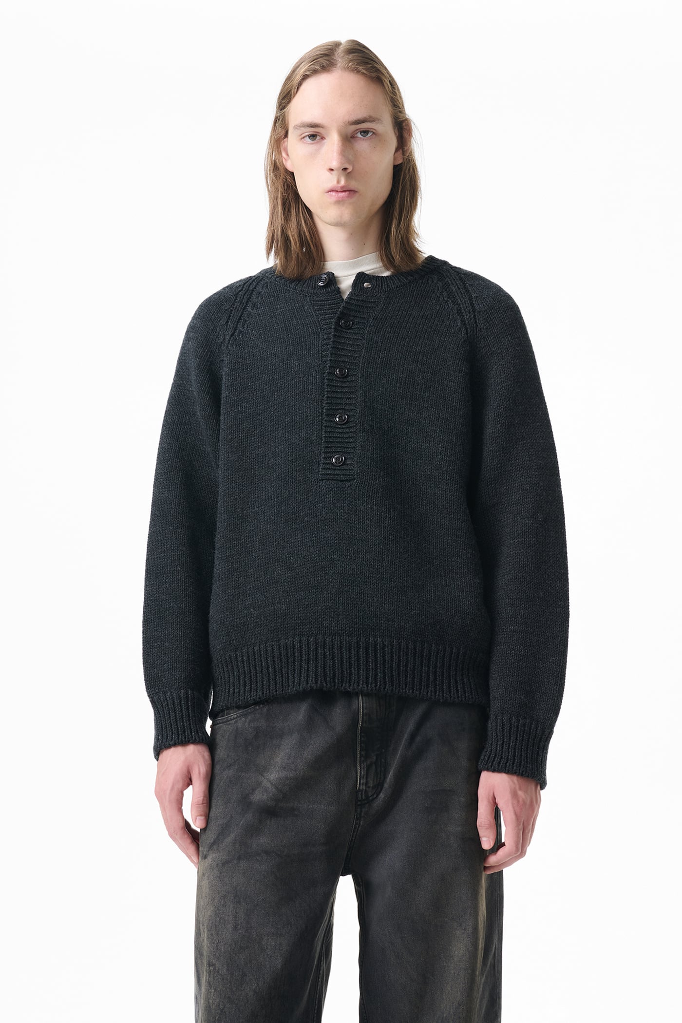 Our Legacy - Shore Henley Charcoal Dry Merino Wool