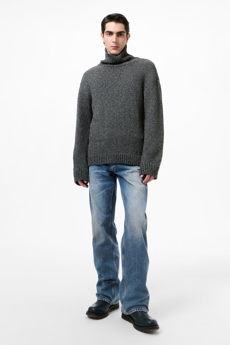 Popover Turtleneck Slub Twisted Ash Grey Wool