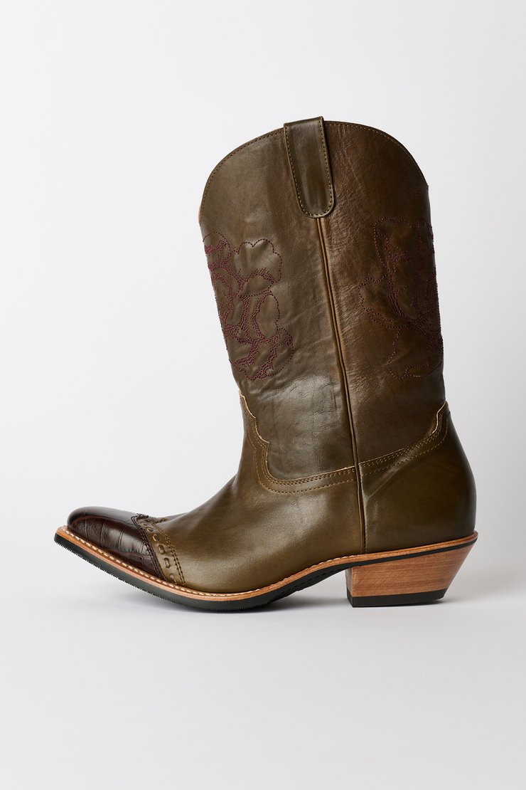 Floral Consultant Boot True Dye Olive Leather