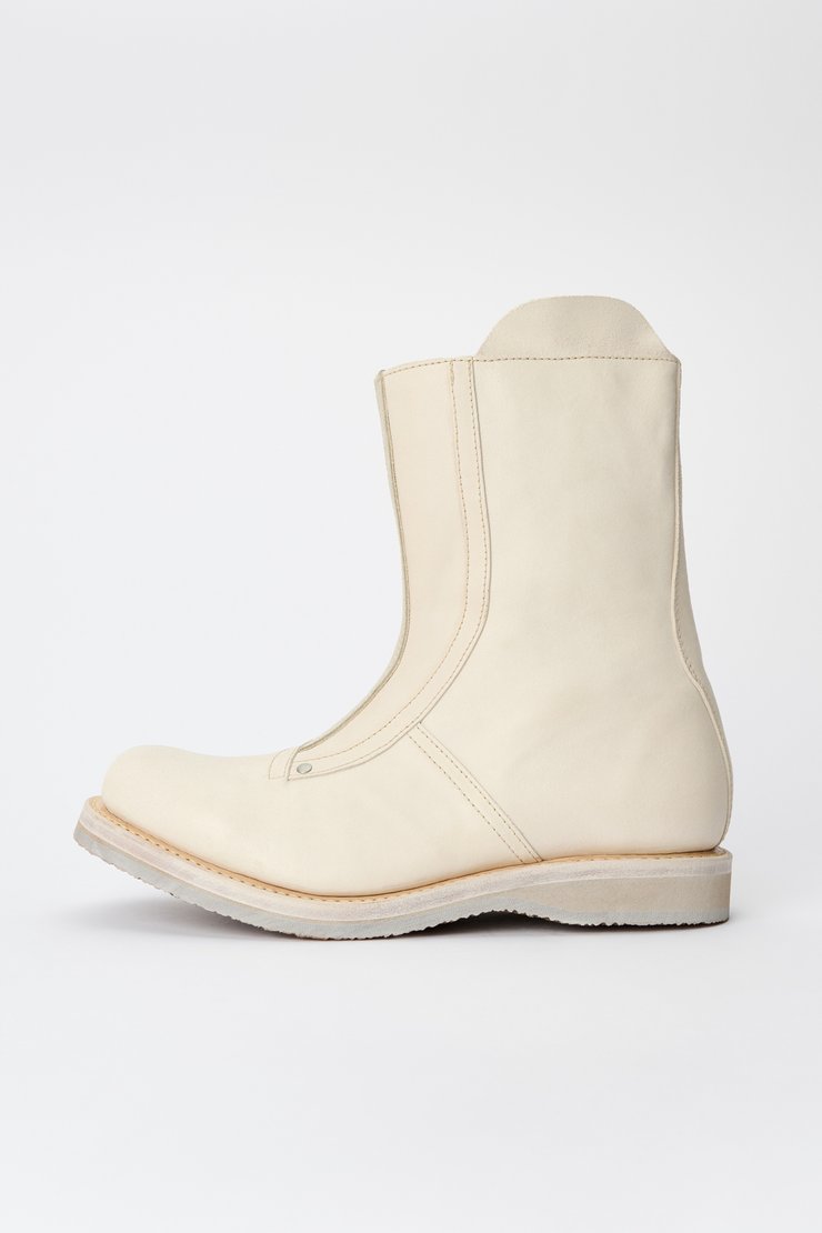 Moto Boot Dirty White Waxed Suede