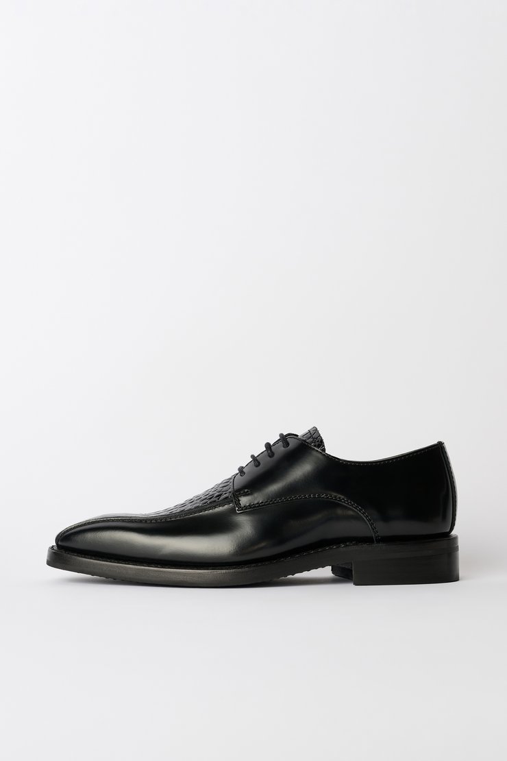 Railway Shoe Licorice Croc Bull Hide