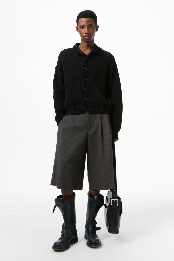 Pitch Cardigan Slub Twisted Black Wool