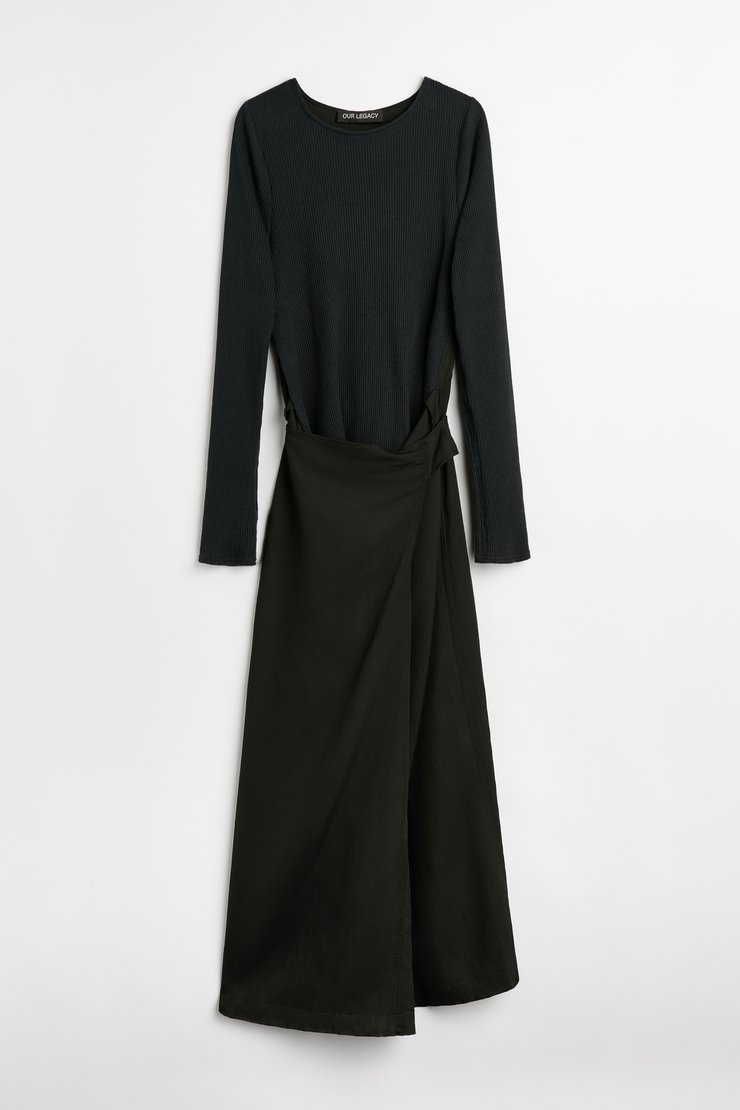 Our Legacy - Tower Dress Black Ragged Open Linen
