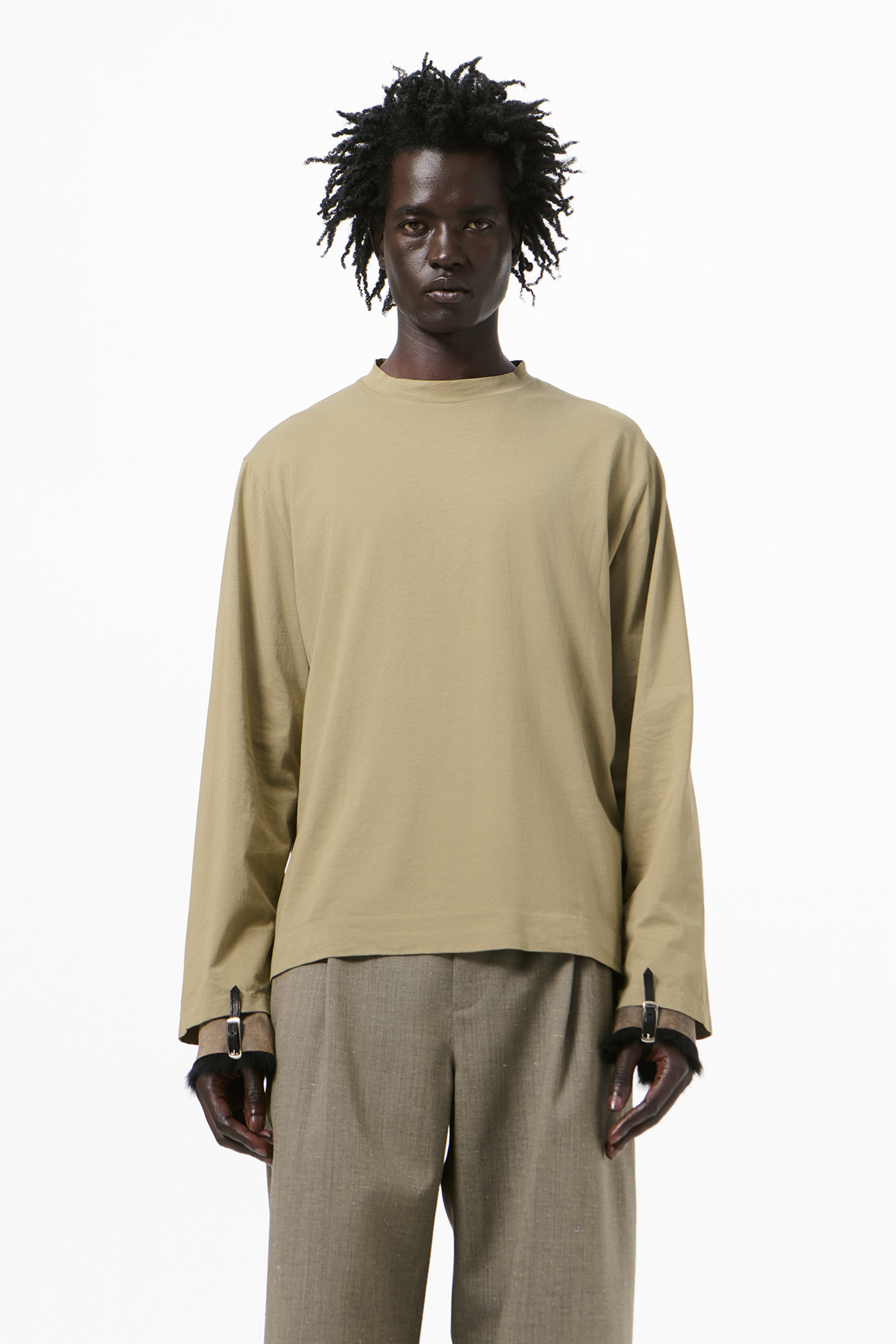 draw drawers ベージュ バックオープン Tシャツ Our Legacy - Box Longsleeve Dirty Beige Clean Jersey