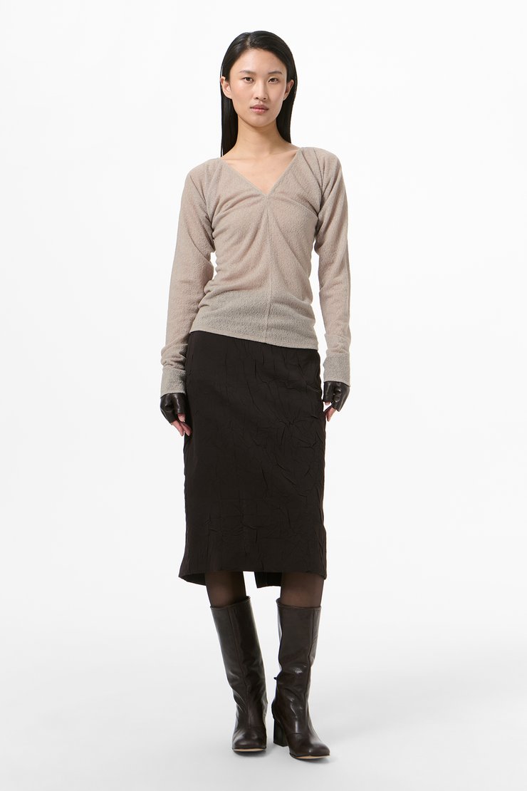 Cheer V Neck Hushed Fawn Lacy Wool