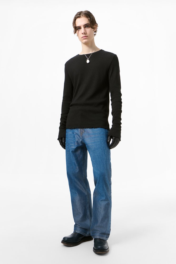 Elongated Longsleeve Charred Shade Ripple Rib