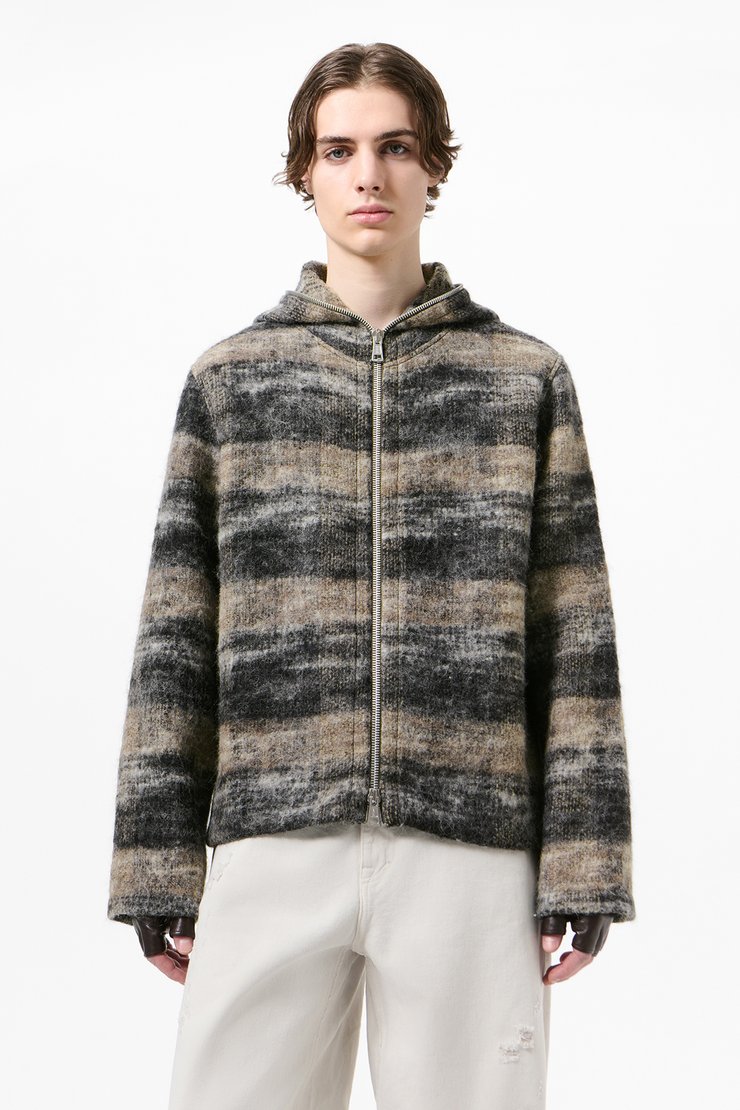 Full Zip Hood Night Woods Check Lofty Wool