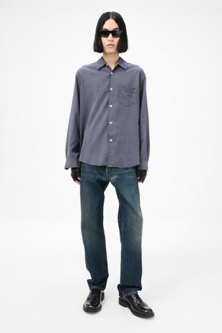 Initial Shirt Vintage Blue Fine Silk