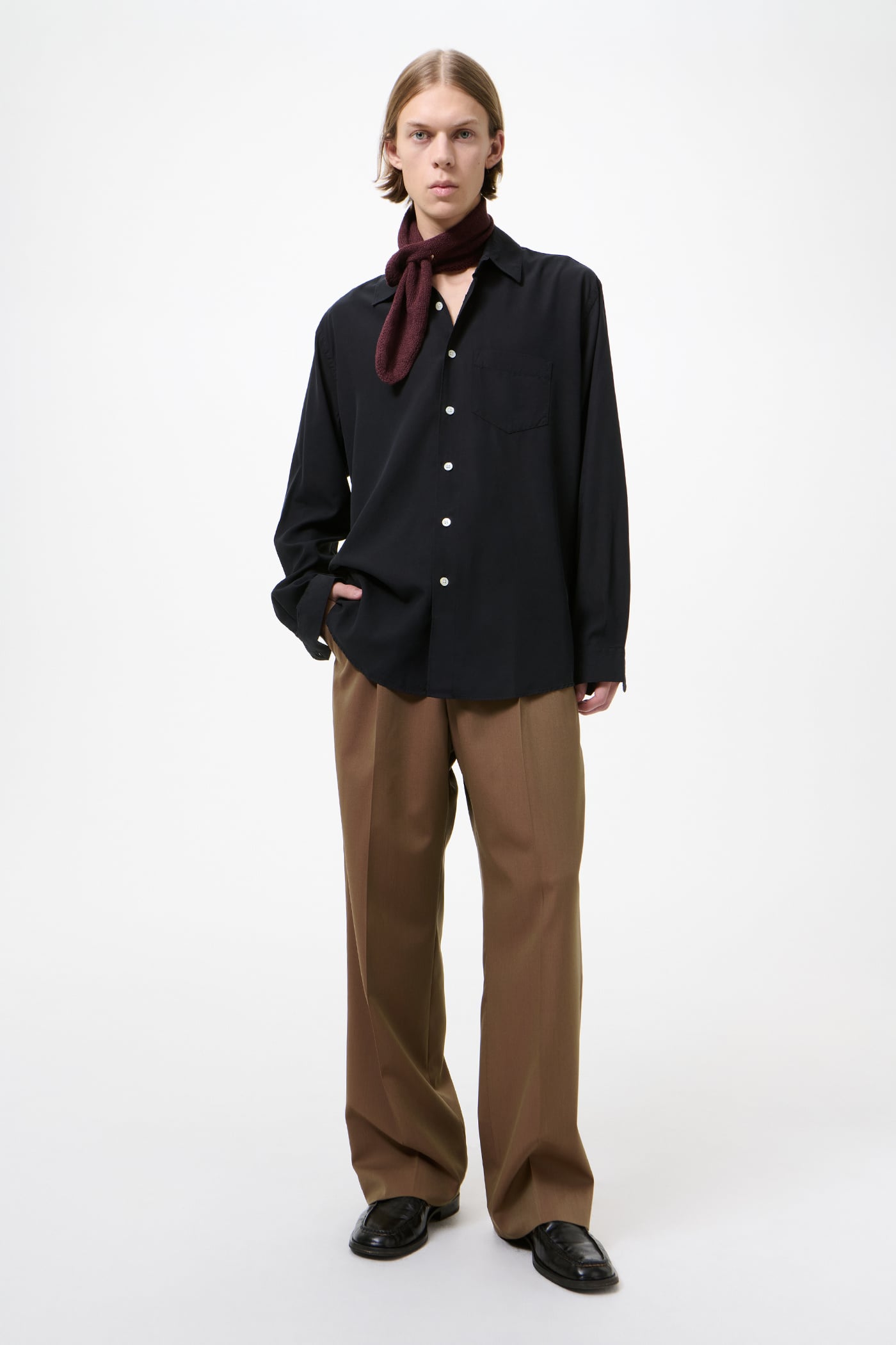 トップス our legacy initial shirt 44 Our Legacy - Initial Shirt Black Fine Silk