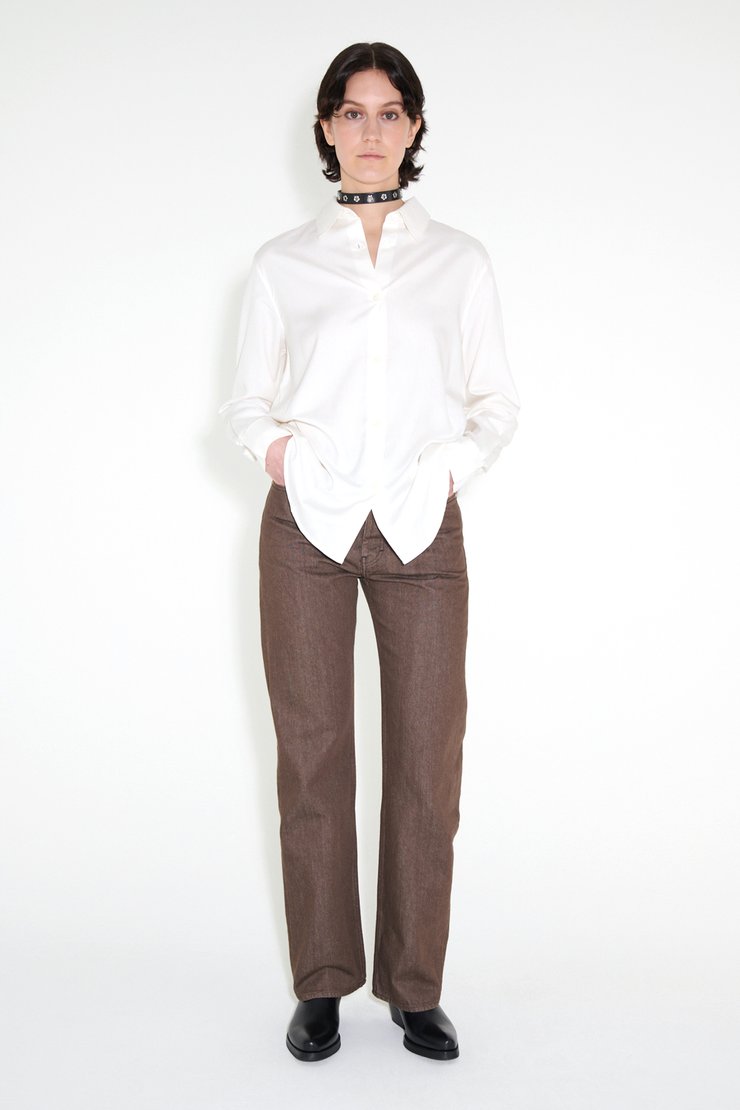 Line Shirt Off White Fine Silk