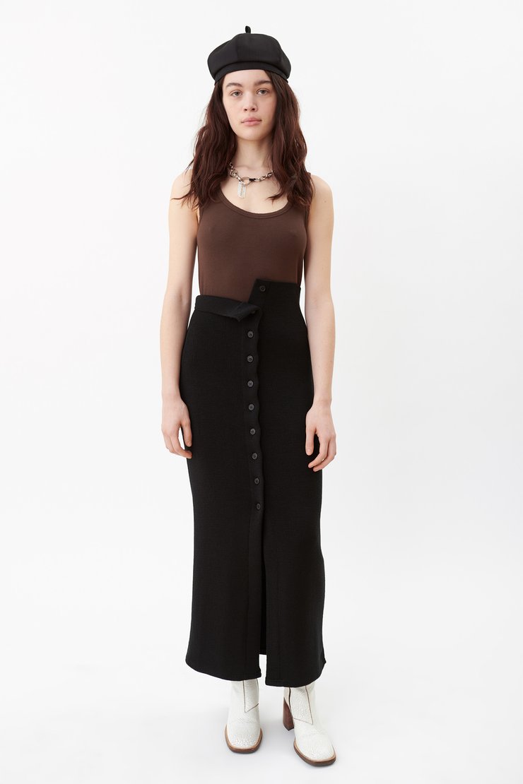 BUTTONED KNIT SKIRT