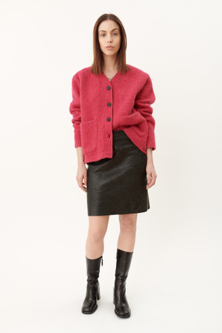 Swift Skirt Bottle Green Crinkled Leather