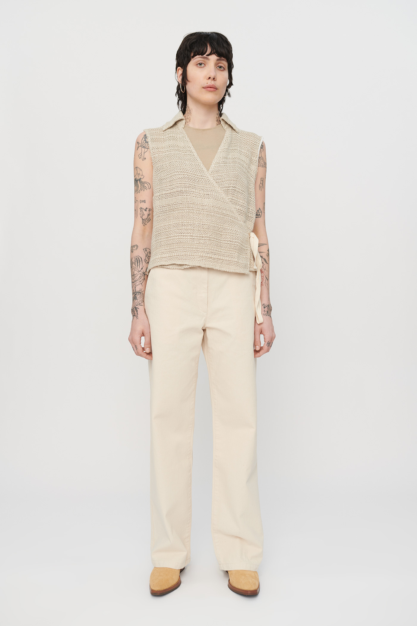 Our Legacy - Sleeveless Wrap Shirt Beige Sack Weave
