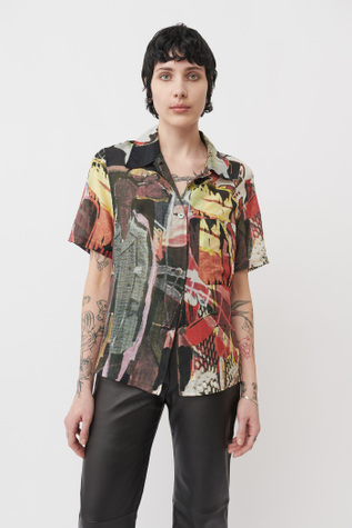 Short Sleeve Square Shirt Peace Crowd