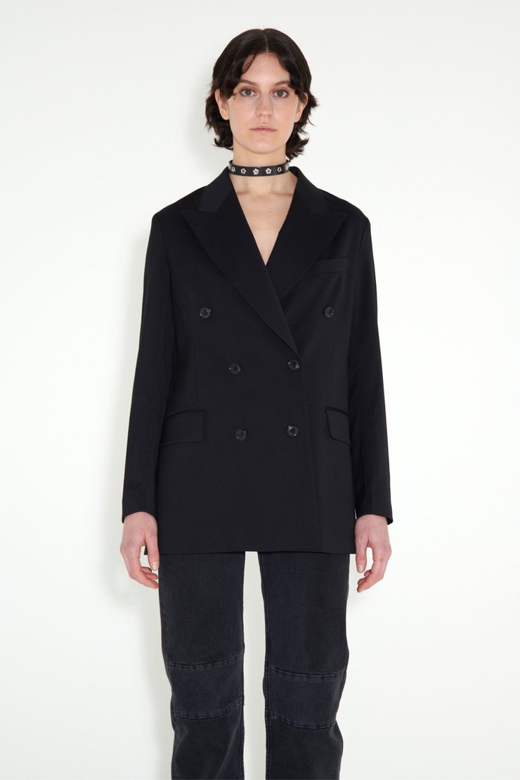 Unconstructed Db Blazer Black Worsted Wool