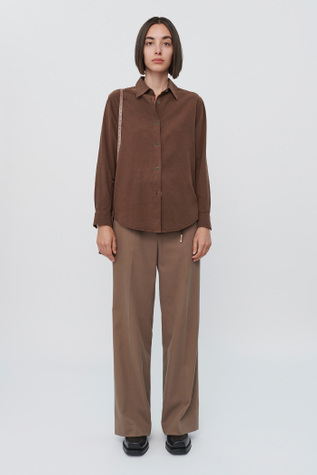Line Shirt Hazel Brown Silk Noil