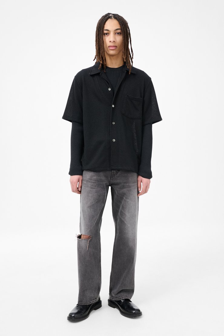 Our Legacy - Box Shirt Shortsleeve Black Boucle
