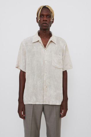 Our Legacy - Box Shirt Shortsleeve White Coated Cotton Linen
