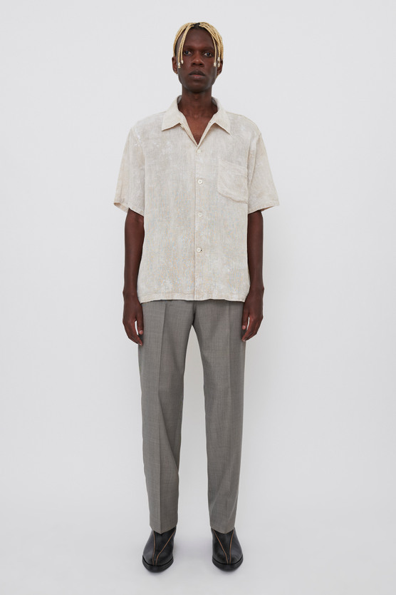 Our Legacy - Box Shirt Shortsleeve White Coated Cotton Linen