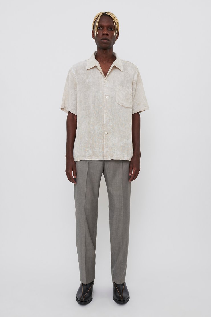 Our Legacy - Box Shirt Shortsleeve White Coated Cotton Linen