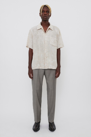 Box Shirt Shortsleeve White Coated Cotton Linen
