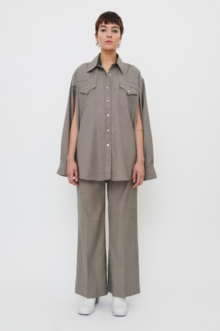Cut Ranch Shirt Stone Grey Wool