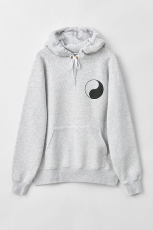 Work Shop Hood Grey Melange Yin Yang Print