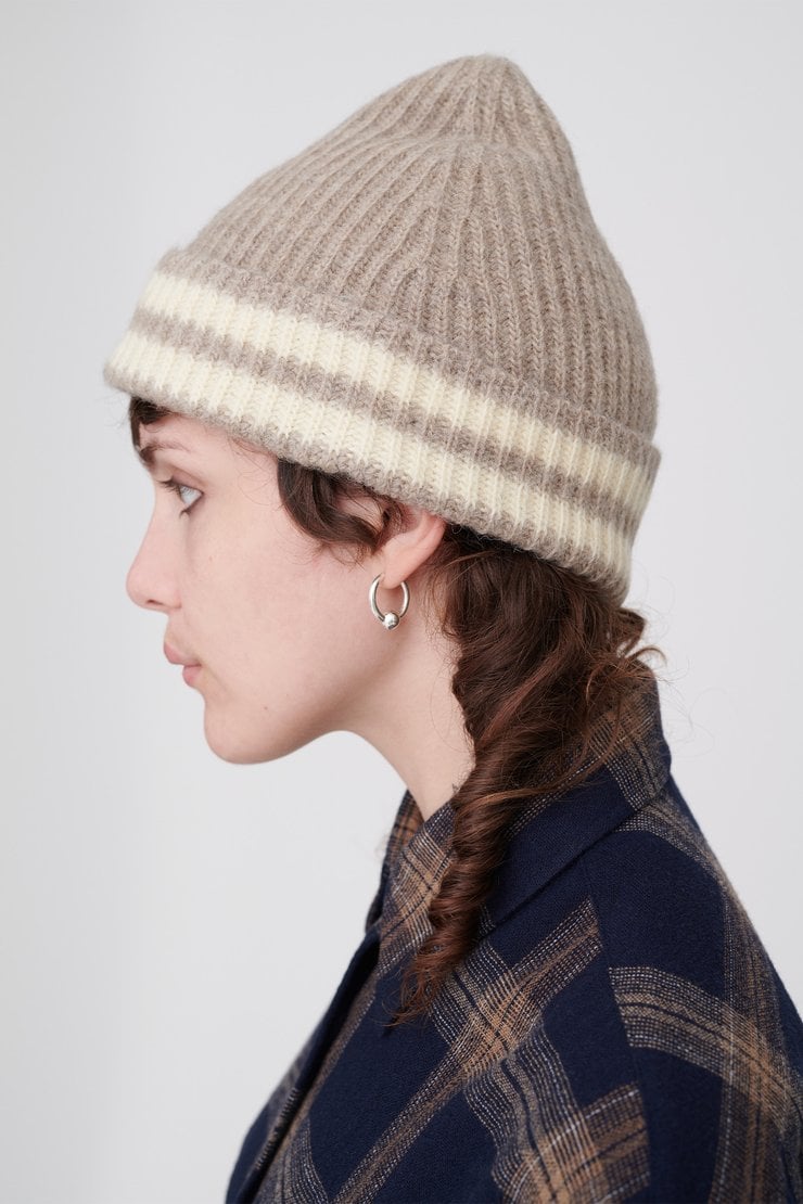 帽子 OUR LEGACY Knit Stripe Hat A421KBL Our Legacy - Knit Stripe Hat Beige/Ivory Wool