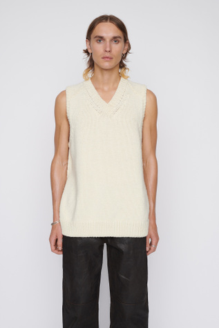 V Neck Raglan Vest BONE WHITE ACRYLIC