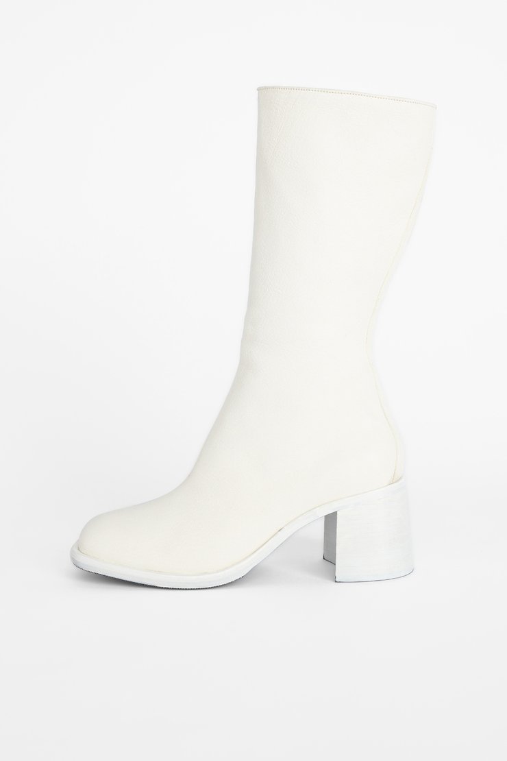 Shaft Boot Off White Leather