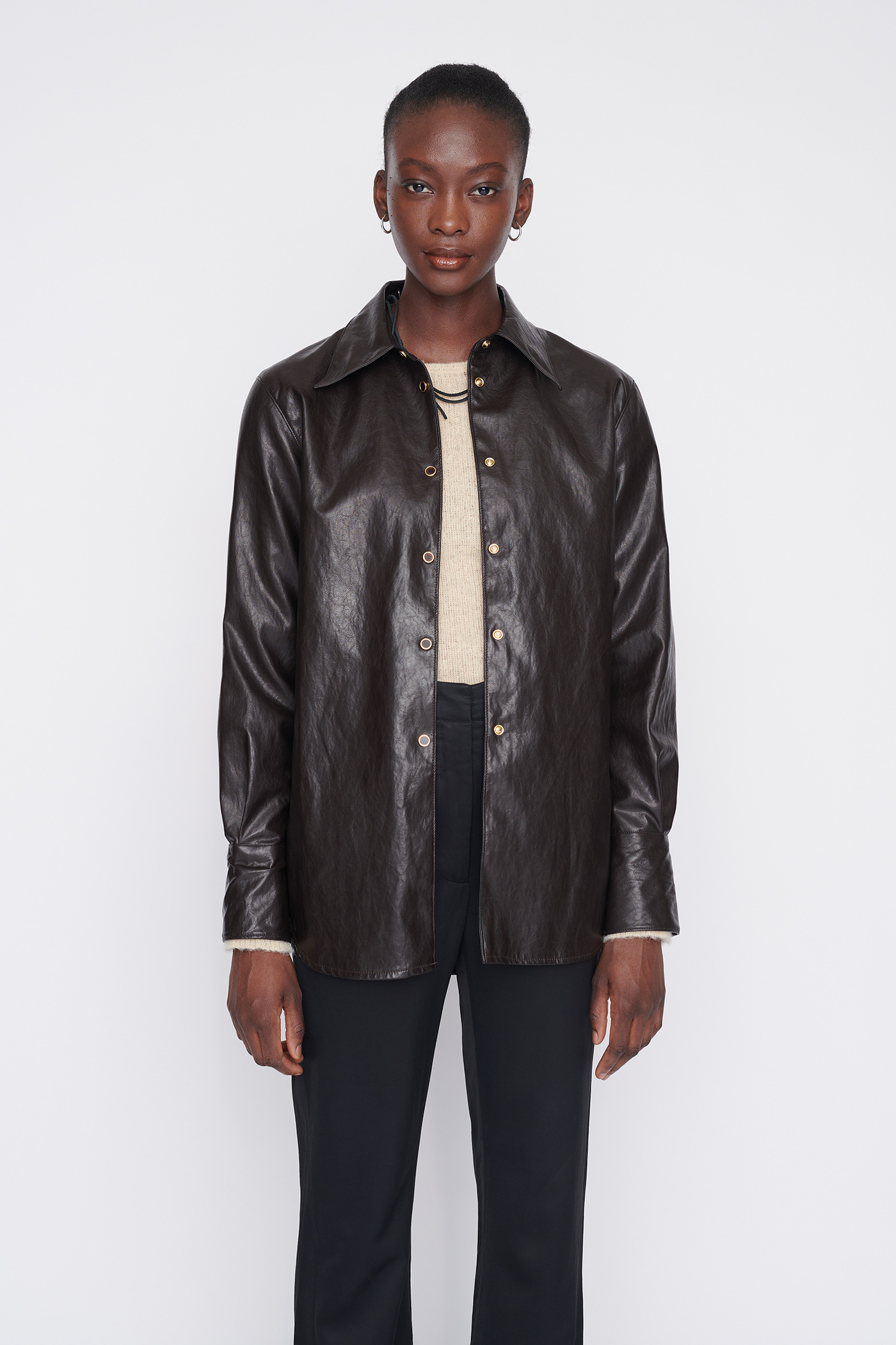 Our Legacy - Carp Shirt Black/Brown Fake Leather