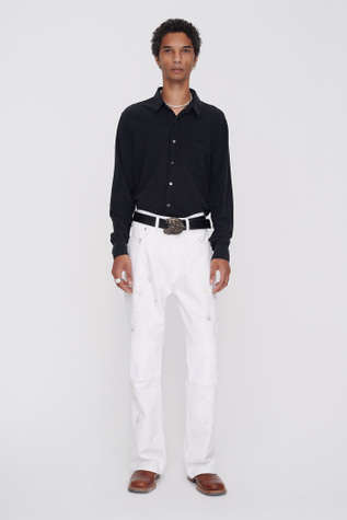 Extended Third Cut Stained White Denim