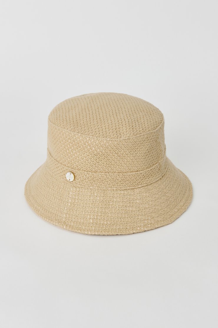 Bucket Hat Beige Rope Weave
